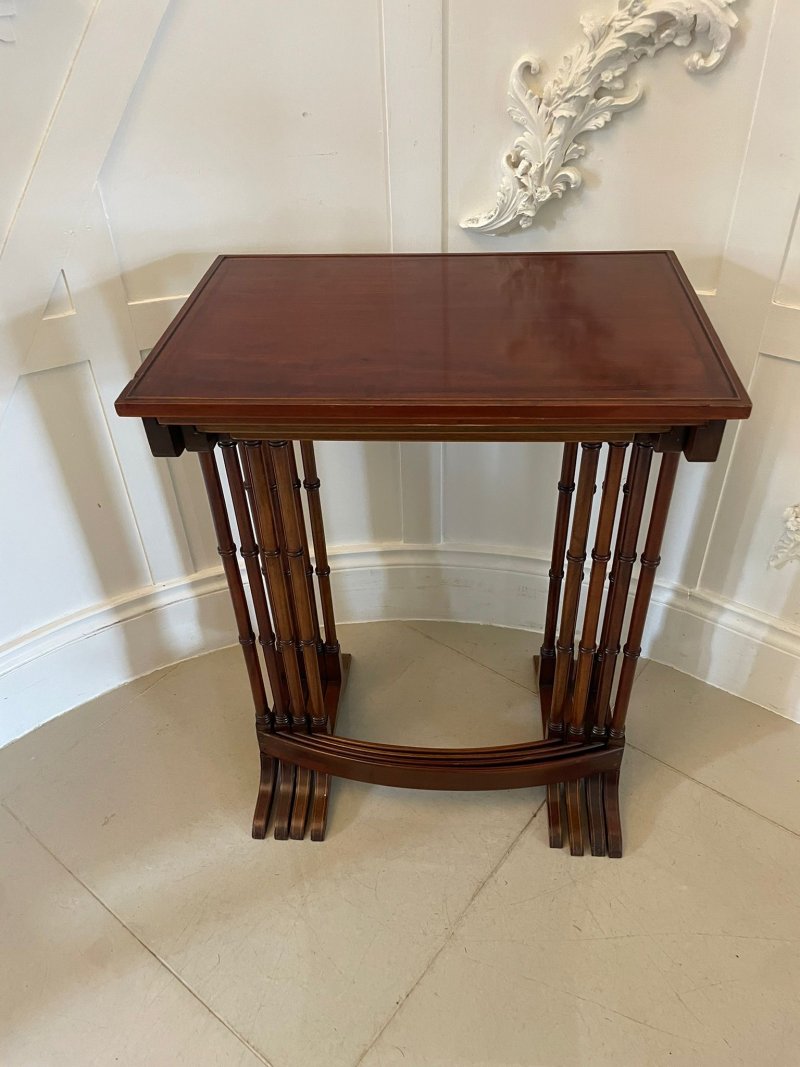 Superb Quality Antique Edwardian Mahogany Inlaid Quartetto Nest of Tables - Image 5